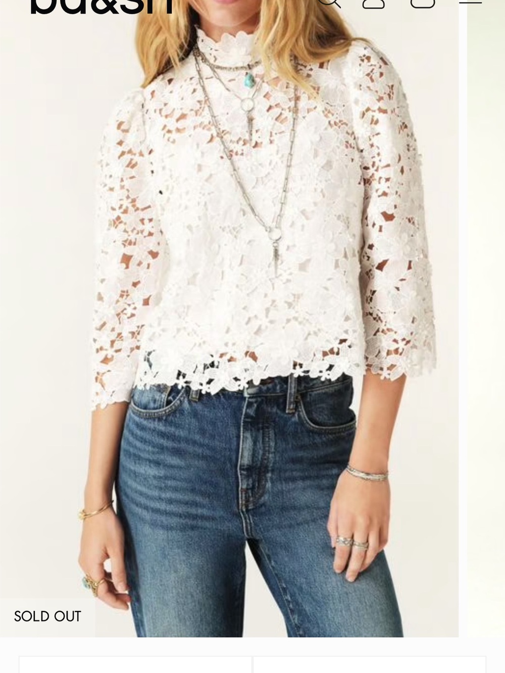 ba&sh White Lace High-Neck top
